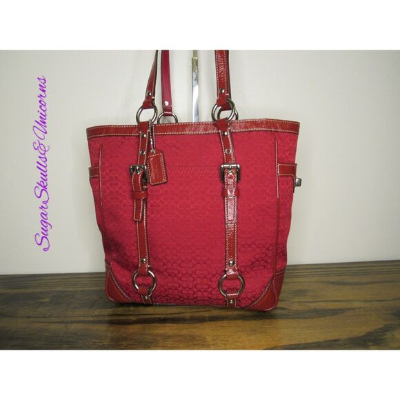 Bold Cardinal Red Coach Gallery Signature Fabric Mini Tote Bag F12344 - Picture 1 of 13